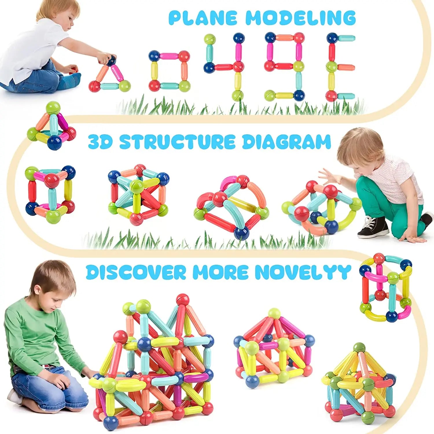 Magnetic Building Sticks and Blocks